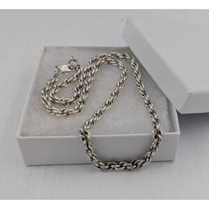 Sterling Silver 925 Twist Link Rope Chain Necklace 20" Italy 38.8g 4mm Thick